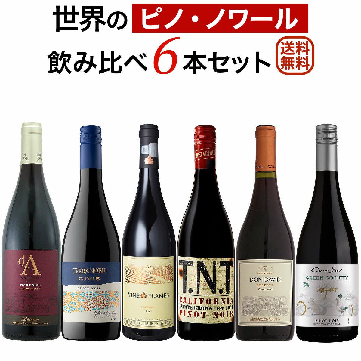 リーズナブルで優しい！
世界のピノ・ノワール飲み比べ6本セット